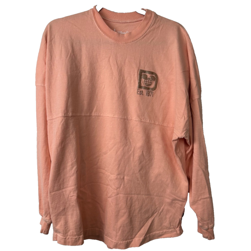 Walt Disney World Peach Spirit Jersey Glittery Gold Letters Adult S Cotton A31